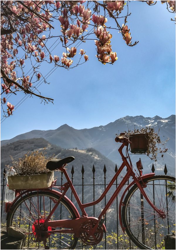 Fotokarte altes ausgedientes Fahrrad bei Verdasio im Centovalli (Tessin)