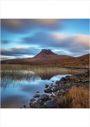 Fotokarte Morgenstimmung Loch Lurgainn mit dem markanten Berg Stac Pollaidh nördlich von Ullapool (Schottland)